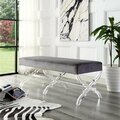 Comfortcorrect Brayden Velvet Acrylic X-Leg Bench - Grey CO3645315